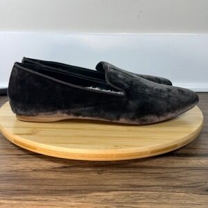 Birdies Velvet Loafers Women's 12 Charcoal Gray Excellent Fur Lined Slipper Flat